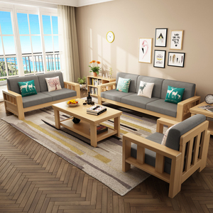الشمال بسيطة والحديثة تصميم حجم غرفة المعيشة الأثاث مزيج مجموعة أريكة خشبية مصمتة - Product Image 2