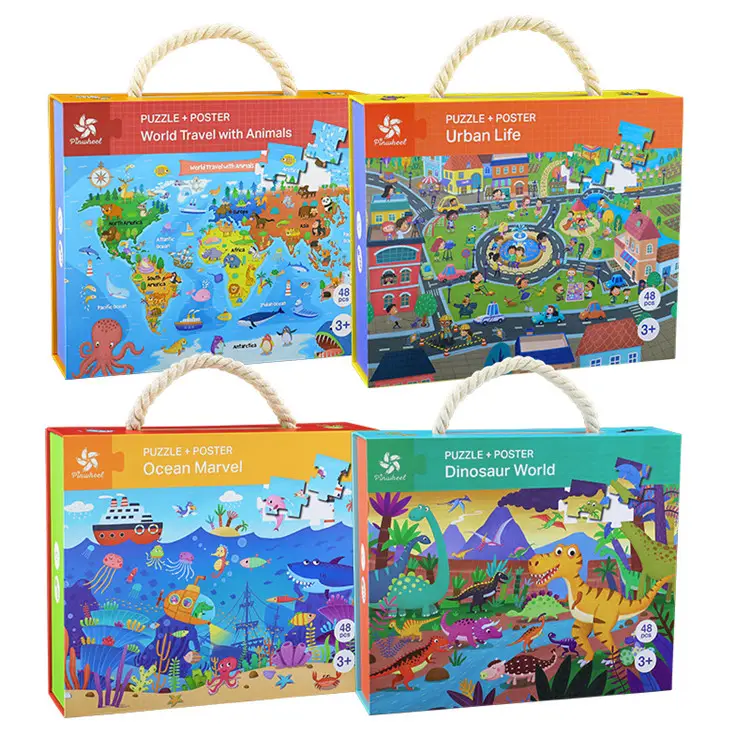 Jigsaw Puzzle Anak-anak, Teka-teki Edukasi Bulat Kustom Karton Kertas Anak-anak 48 50 100