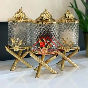 Crackle <b>Glass</b> Coffee Powder Storage Canister Set of 3 for Kitchenware Usage High Quality <b>Glass</b> Foods Canister Set of 3 - Product Image 3