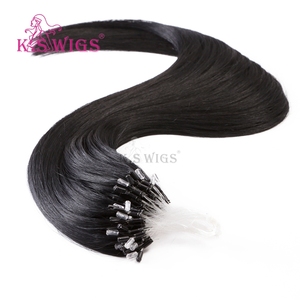Extensions de cheveux humains Remy KSWIGS à micro-boucles, extensions de cheveux à micro-liens, cheveux naturels non traités, noir naturel, pour salon - Product Image 6
