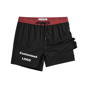 Customized <strong>Mens</strong> Beach Shorts 2 In 1 Workout Gym Sports Shorts Compression Liner Swim Trunks - Product Image 2