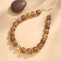 Collier à perles en forme de boule en acier inoxydable pour femmes, cadeau, bijoux de mode en résine multicolore