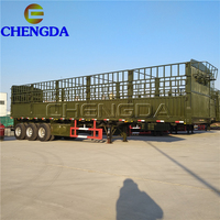 Semi-remorque à plateau avec clôture latérale pour le transport de bétail, animaux et marchandises, Chengda, nouvelle, 3 essieux, prix du marché