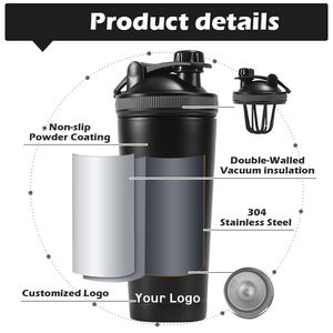 Custom logo Stainless Steel Double Wall Insulated Protein Powder Shaker 750ml Sports Gym Fitness Workout <strong>Blending</strong> Water <strong>Bottle</strong> - Product Image 4