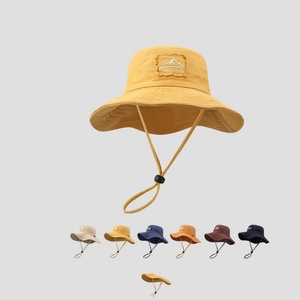 หมวกบักเก็ตทรงชาวประมงลำลองป้องกันแสงแดดฤดูร้อน ยูนิเซ็กซ์ ผ้าฝ้าย 100% สไตล์ญี่ปุ่น ตกแต่งด้วยผ้าปะติดปะต่อ เหมาะสำหรับตั้งแคมป์และเดินป่า - Product Image 2
