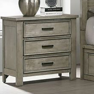 Juego de Muebles para Dormitorio - Cama con Acabado Gris Lavado y Mesita de Noche con 3 Cajones - Product Image 2