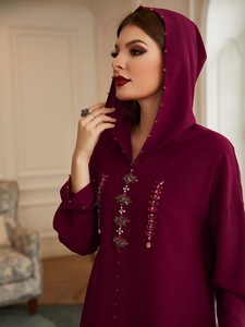Abaya de Lujo Bordada a Mano con Cristales, Estilo Marroquí, Color Borgoña, <span class=keywords><strong>para</strong></span> Mujer Musulmana, Venta Caliente <span class=keywords><strong>para</strong></span> Venta Transfronteriza - Product Image 2