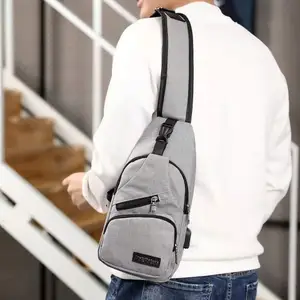 Usb-poort Opladen Sport Sling Bag Unisex Enkele Schouder Borst Tas Een Schouder Messenger Bag Voor Mannen Past Voor 9.7 inch Laptop