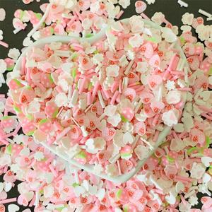 100 г/мешок розовое сердце клубника смешанные ломтики полимерной глины 3D ремесленные ломтики слизи куклы для украшения чехла для мобильного телефона - Product Image 1