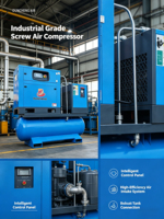 Compresseur d'air à vis 4-en-1 à économie d'énergie 7,5 kW-22 kW, système stationnaire refroidi par air pour la production en usine de petite et moyenne taille