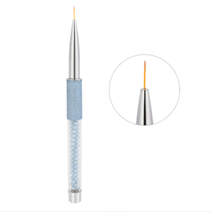 Pinceau à ongles professionnel avec manche décoré de perles bleues, logo personnalisé, pour la peinture au gel et la manucure - Product Image 3