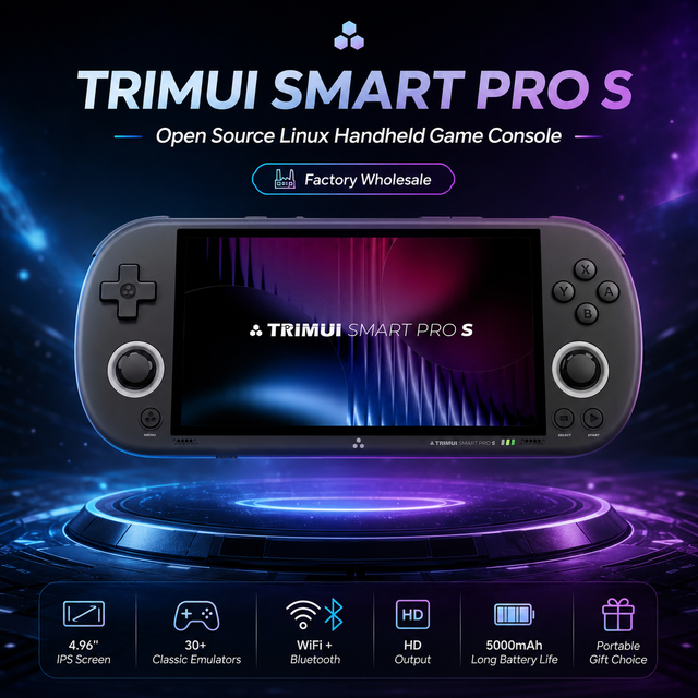Trimui Smart Pro S Linux Handheld Retro Gaming Console 4.96 Inch IPS 30+ Classic Emulators WiFi  HD Output 5000mAh