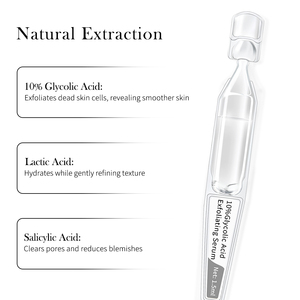 Suero <span class=keywords><strong>facial</strong></span> exfoliante de ácido glicólico 10% con ácido láctico hidratante y ácido salicílico corona limpiadora de poros etiqueta privada personalizada - Product Image 4