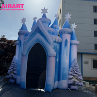 Arche de château gonflable sur le thème de La Reine des Neiges pour fête d'enfants, Grand tunnel d'entrée gonflable Pays des Merveilles d'Hiver