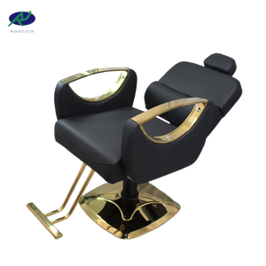 Sillón Elevador Resistente para Peluquería y Salón de Belleza, Pedal de Cuero Sintético Dorado y Plateado, Silla de Salón en Oferta - Product Image 1