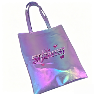 Sac fourre-tout holographique violet en cuir PU, imprimé laser, pour courses, avec logo, idéal pour le quotidien - Product Image 6