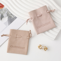 Sacs de pochette à bijoux en microfibre écologique avec logo personnalisé, pochette d'emballage de haute qualité pour collier et boucles d'oreilles, sac à cordon pour bijoux