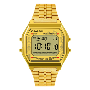 Meilleure montre de prière musulmane de luxe carrée Para Hora De Ouro avec bracelet en acier inoxydable, direction de la Qibla, alarme d'appel à la prière - Product Image 5