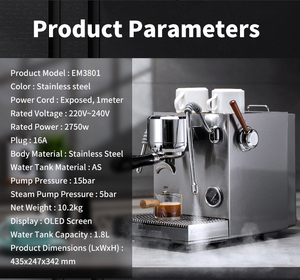 Cafetera Espresso Eléctrica Semiautomática de 20 Bares, de un Solo Grupo, con Bombas Dobles ULKA, para Uso Doméstico y Hotelero, Máquina de Cappuccino y Latte - Product Image 4