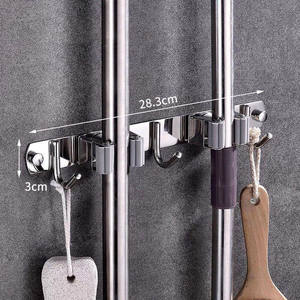 1 pièce, support de serpillière en acier inoxydable, organiseur pour outils utilitaires, rangement <span class=keywords><strong>mural</strong></span>, <span class=keywords><strong>porte</strong></span>-<span class=keywords><strong>balai</strong></span> - Product Image 3