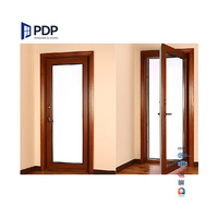 Ventanas de Estilo Costero para Interiores PDP, Doble Vidrio Templado, Rejillas Decorativas, Marco de Madera Revestido de Aluminio, Aislamiento Térmico, para Patio y Jardín