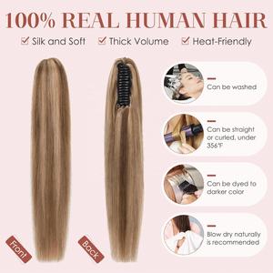 Venta Directa de Fábrica, Cola de Caballo de Cabello Brasileño Natural Pre-Plucked, Larga, Sedosa y Lisa, con Clip y Cordón, Cabello Humano Real - Product Image 3