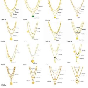 Collier tendance rétro J Fashion plaqué or, double couche, pendentif multi-éléments papillon, imitation perle, chaînes, cadeau pour fête - Product Image 4