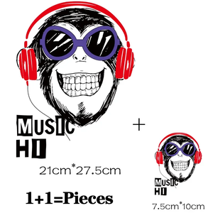 2 pièces PVC Animal Bornéo Orang-outan Guerrier Chaleur <span class=keywords><strong>Transfert</strong></span> Thermique Autocollants Fer Thermoadhésif Fusible Patches pour DIY Hip Hop - Product Image 3