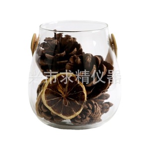 Seeking Excellence Glass <b>Vase</b> With Beige Ribbon <b>Small</b> Size For Dried Flowers Home Decoration - Product Image 5