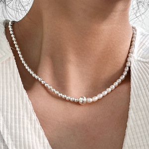Yinruitai S925 Sterling Silver Pearl Necklace <b>Bracelet</b> Set Freshwater Pearls <b>Ball</b> Shape Everyday Wear Jewelry for Women - Product Image 2