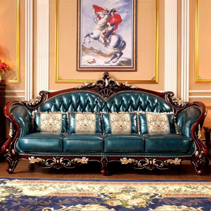 यूरोपीय शैली ठोस लकड़ी सोफे 123 संयोजन ठोस लकड़ी डबल-पक्षीय नक्काशी, अमेरिकी विला लिविंग रूम सोफा संयोजन सेट - Product Image 2