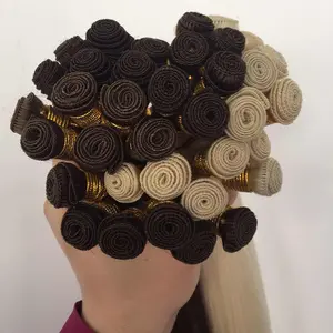 Hand Tied Weft Hair Extension Remy Hair Platinum Blonde India Hair Vendors Hand-Tied Weft