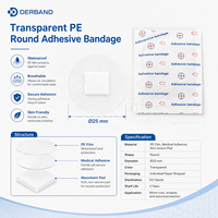 DERBAND OEM Pansement adhésif rond transparent en PE 25mm Stérile EO Emballé individuellement Imperméable Pansement ponctuel Marque privée