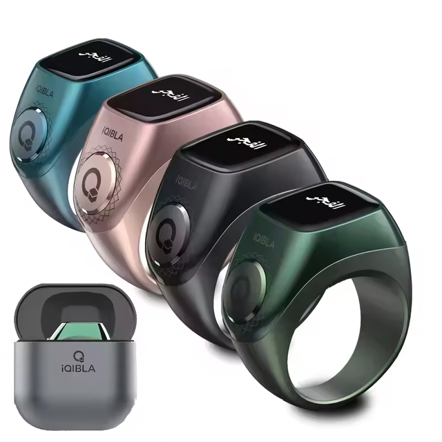 Iqibla Flex Pro Violet Black Grey Alloy Custom Electronic AI Digital Smart Ring Alarm Clock IP68 Waterproof LED Display 5-10
