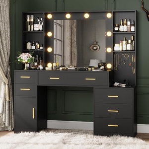Ensemble de meubles de <span class=keywords><strong>chambre</strong></span> à coucher pour adultes 2024, table de maquillage en cuir, coiffeuse en <span class=keywords><strong>bois</strong></span> - Product Image 3