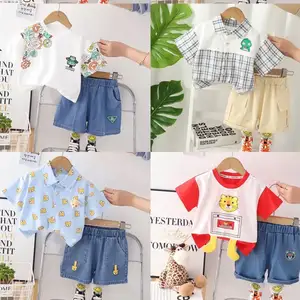 Children's clothing New mixed children's summer dress for girls Boys short-sleeved T-shirt set