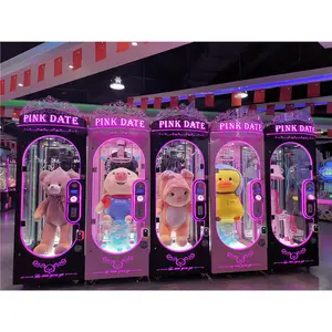 Winkelcentrum Arcade Claw Machine Muntbediende Grote Knuffel Snijden Cadeau Spel Roze Date Cut Prijs Schaar Geschenkmachine