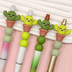 Cuentas de silicona 3D con forma de cactus para hacer pulseras, redondas, con forma de dibujos animados, de calidad alimentaria, accesorios para bricolaje. - Product Image 2