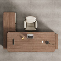 Meja Kantor CEO Modular Ramah Lingkungan dari Kayu, Meja Eksekutif Modern Bentuk L dengan Manajemen Kabel & Kabinet Samping