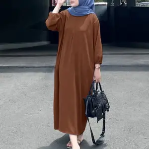 中東イード国境を越えた外国貿易イスラム教徒のローブ女性の無地のイスラムのチュールチー気質ロングドレス