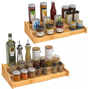 Étagère à épices en bambou extensible et réglable à plusieurs niveaux, design minimaliste pour la cuisine - Product Image 4
