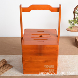 Caja de regalo de bambú de doble capa, rectangular, portátil, para aperitivos, té, recuerdos de boda - Product Image 3