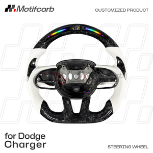 พวงมาลัยคาร์บอนไฟเบอร์แบบฟอร์จ LED แบบกำหนดเองสำหรับ Dodge Charger Challenger Hellcat SRT 392 R/T Scat Pack GT Daytona ปี 2013-2023 - Product Image 2