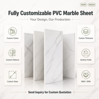 Panneau mural en PVC marbré moderne de haute qualité, ignifuge, imperméable, facile à nettoyer, vente en gros directe d'usine, OEM accepté