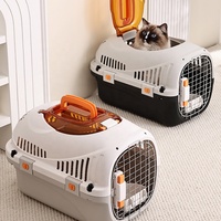 Große graue Kunststoff-Hundeboxen, rollbare, flugzeugtaugliche Transportbox mit Drahttür für Hunde, Haustier-Flugtransportbox