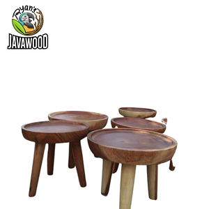 Taburete de madera natural hecho a mano, taburete otomano respetuoso con el medio ambiente, hecho de madera original, hecho en Indonesia - Product Image 3