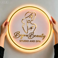 Enseigne personnalisée ronde en acrylique rétroéclairée, lettres rétroéclairées LED, enseigne de salon de beauté, panneau pour la décoration de magasin