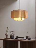 Lámpara Colgante de Ratán Estilo Japonés Wabi Sabi, Lámpara de Techo Vintage Nórdica Zen para Restaurante