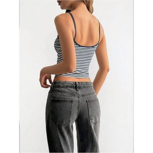 FOXA Women's Striped Tank <b>Top</b> Sleeveless Spaghetti Strap Crop <b>Top</b> Slim Fit Summer <b>Cami</b> Knitted Cotton Breathable - Product Image 3