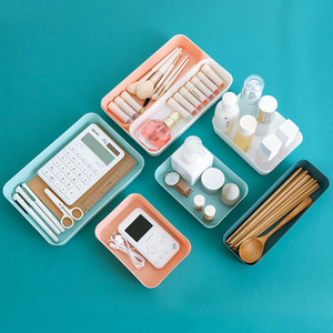 Plateau de rangement en plastique, organisateur de bureau rectangulaire multifonctionnel pour cosmétiques, couverts de cuisine avec 2-3 compartiments empilables - Product Image 1